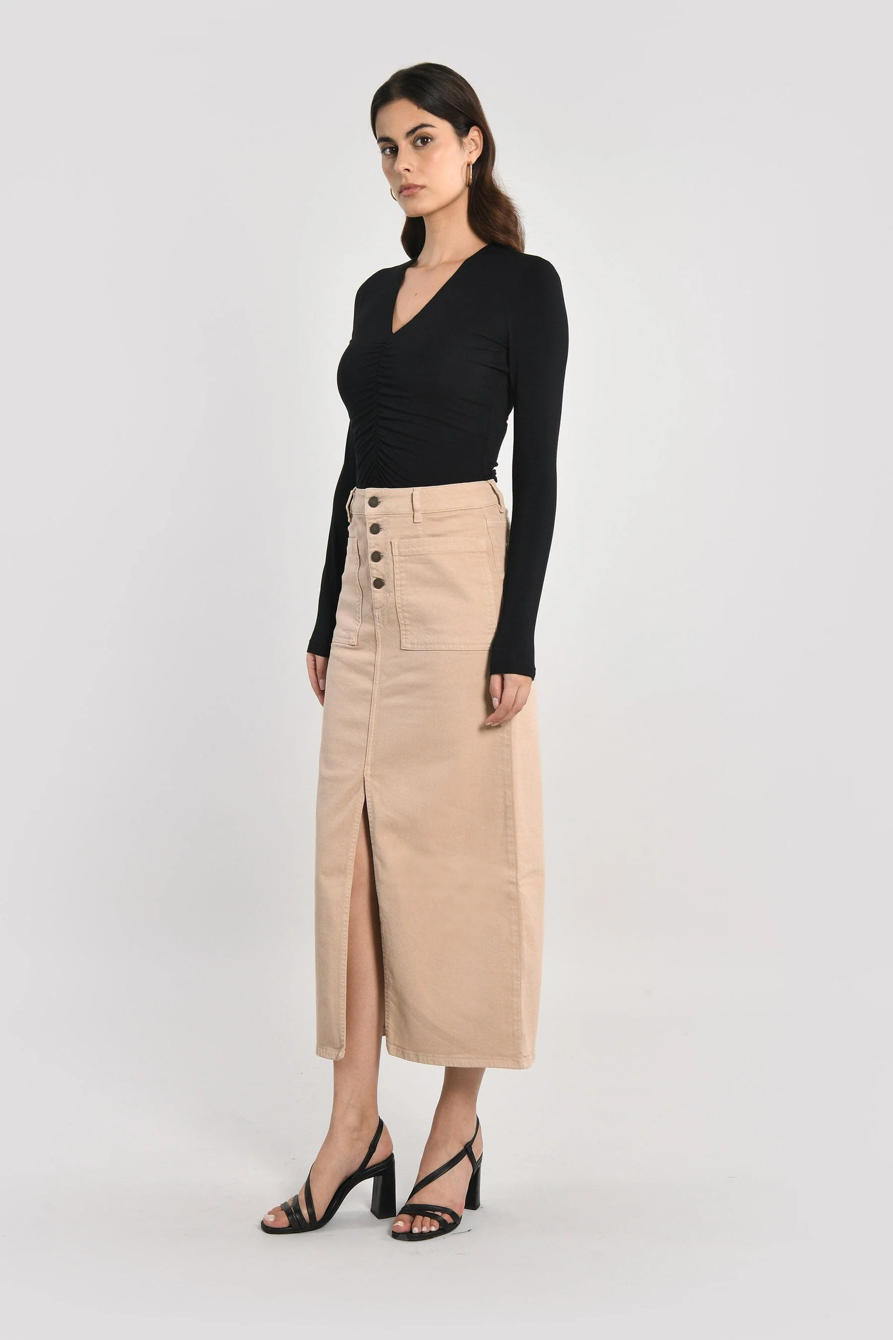 JUPE MIDI SPORTSWEAR THADEE CAMEL