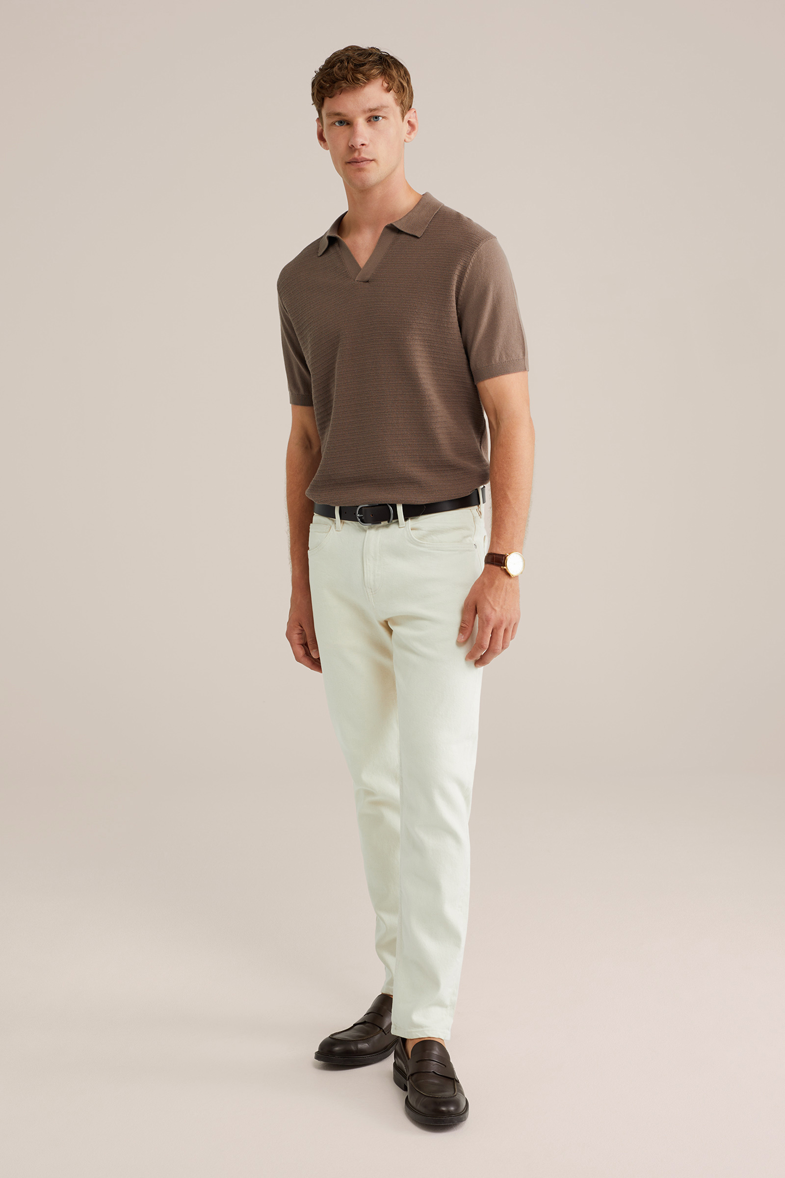 Heren Regular fit polo met structuur