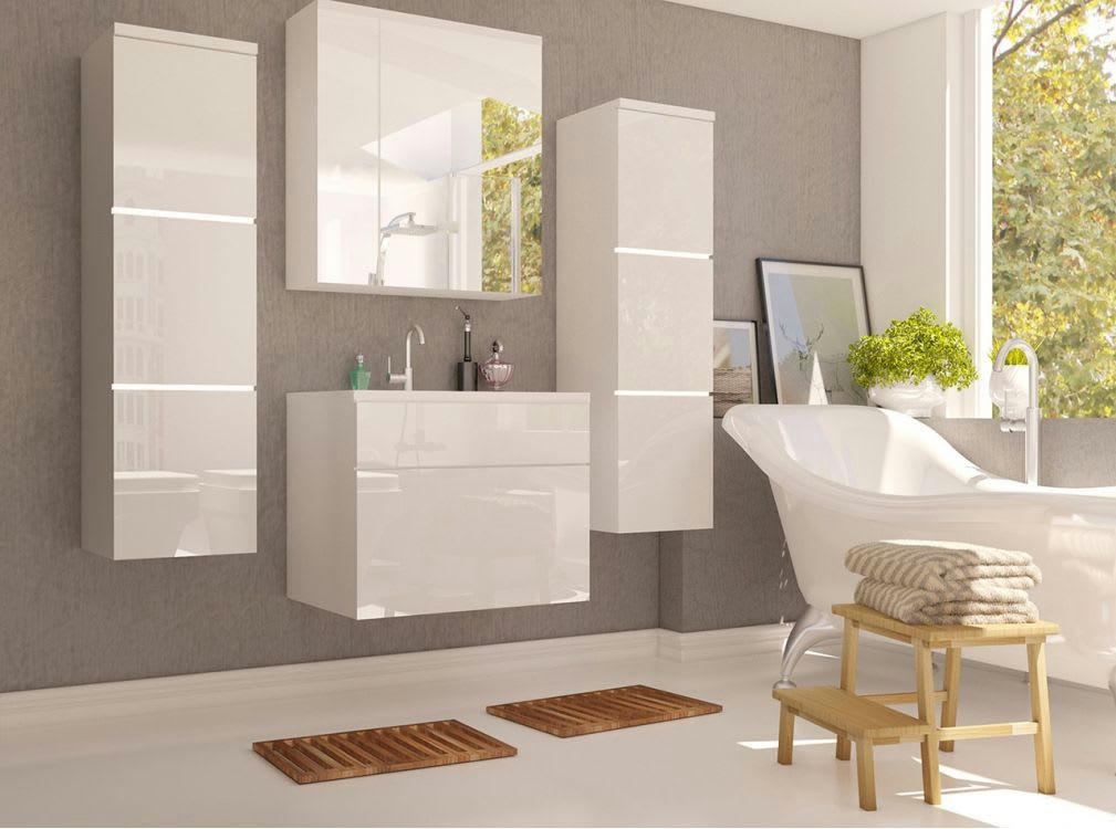 PALOMA - Ensemble de salle de bain avec 2 colonnes - Blanc