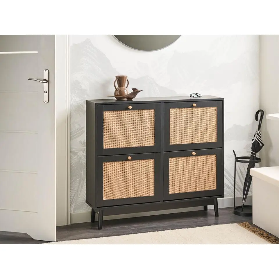 ARMIDALE - Schoenenkast 4 vakken - Zwart - Vezelplaat