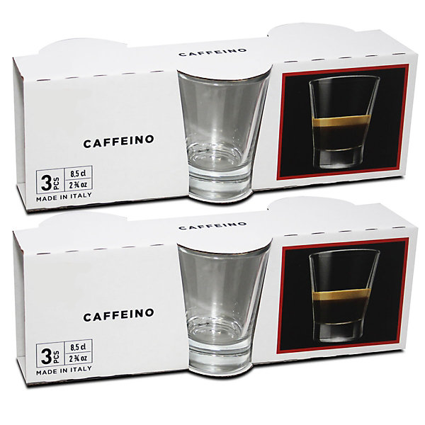 Lot de 6 verre à café en verre transparent, tasse à café, capacité 8.5 cl - Diamètre 5.5 x Hauteur 7 cm