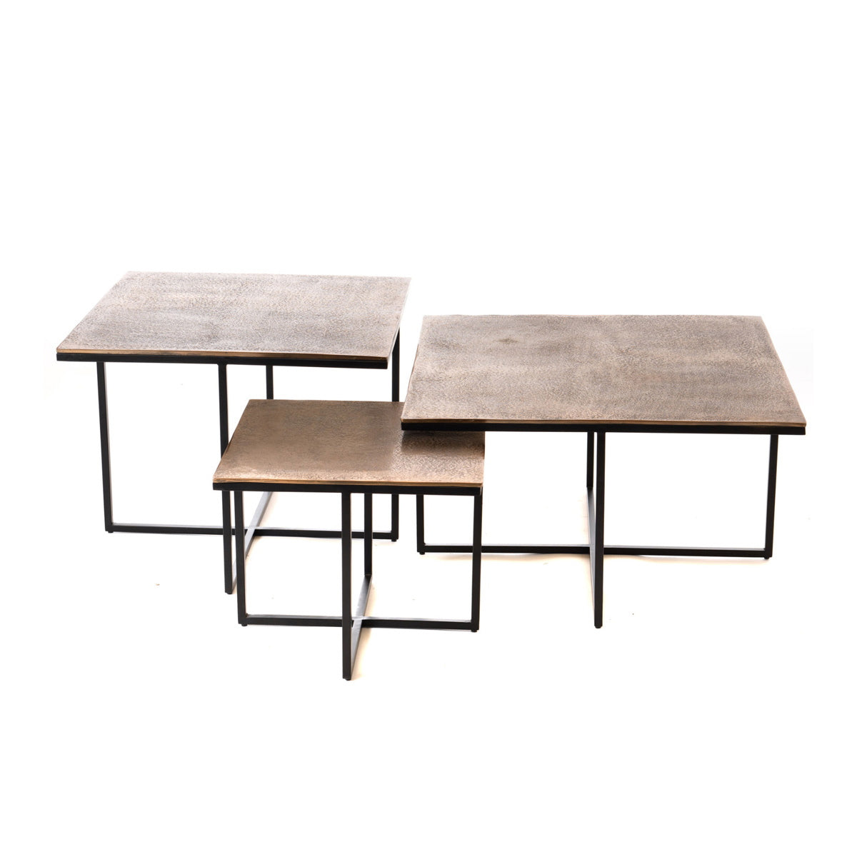 StarFurn Salontafel Joelle - Aluminium Naturel - Set van 3 - 70x70x40cm