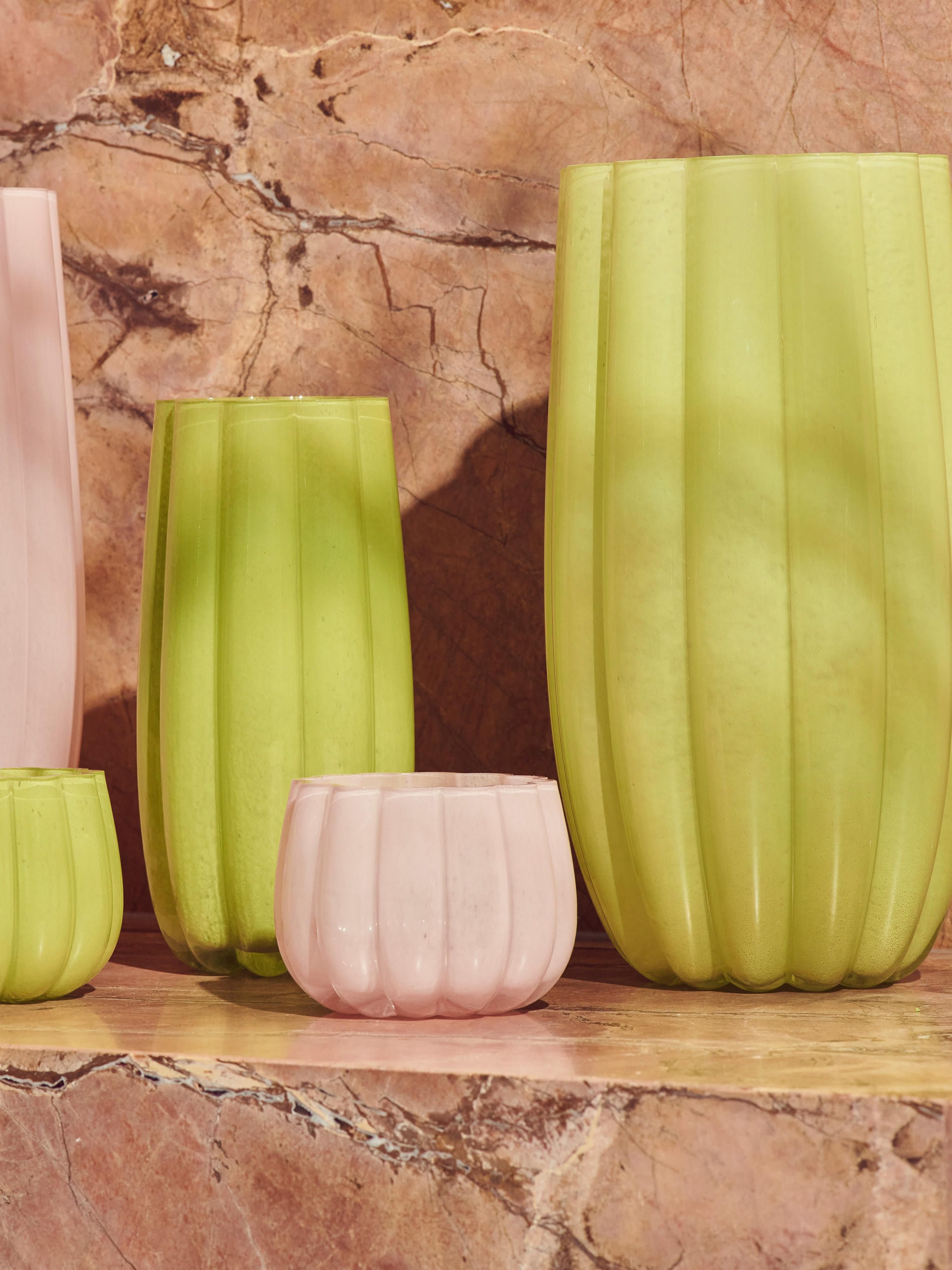 Mundgeblasener Glas-Teelichthalter Melon