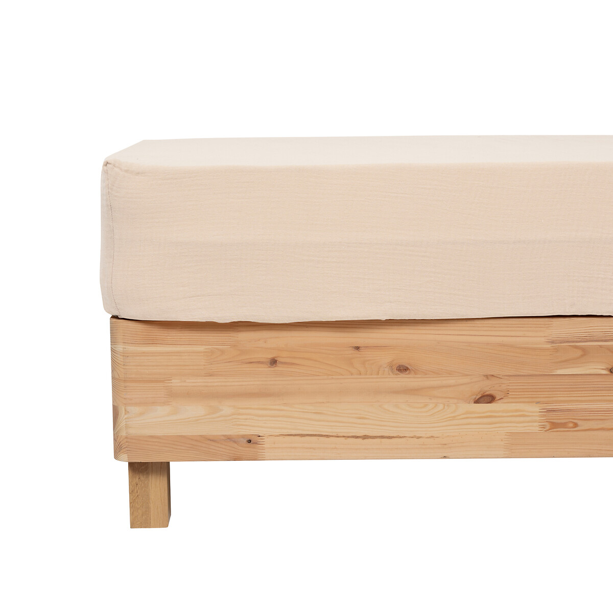 Lençol ajustável FLORA bege em algodão 140x190cm