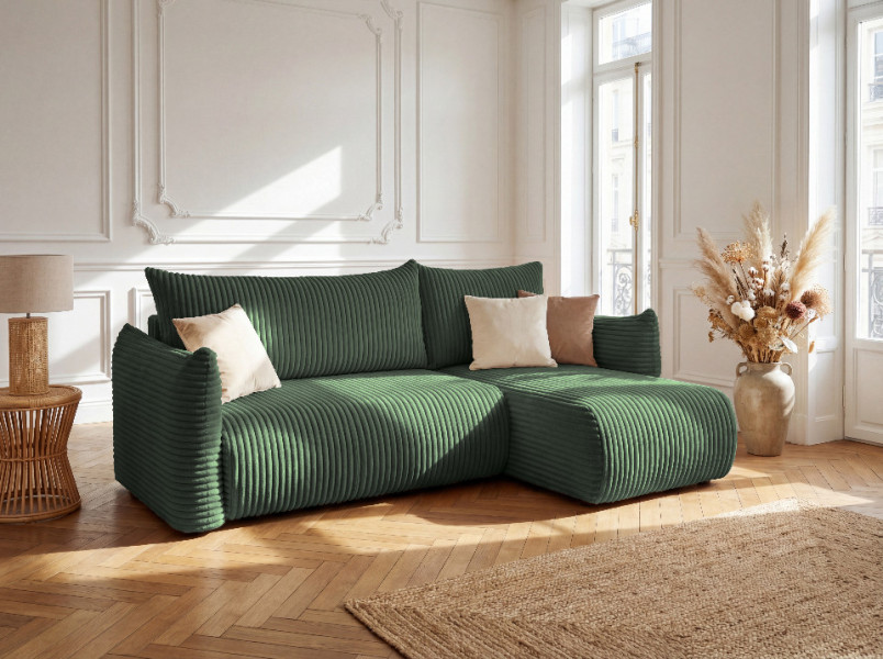 Narożnik Floti mini, do salonu, z funkcją spania, Tilia, zielony (39)