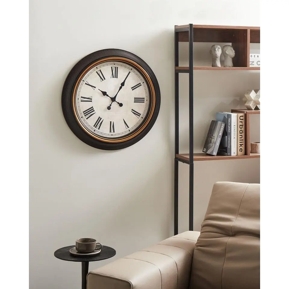 VILLENA - Wandklok - Zwart - Synthetisch materiaal