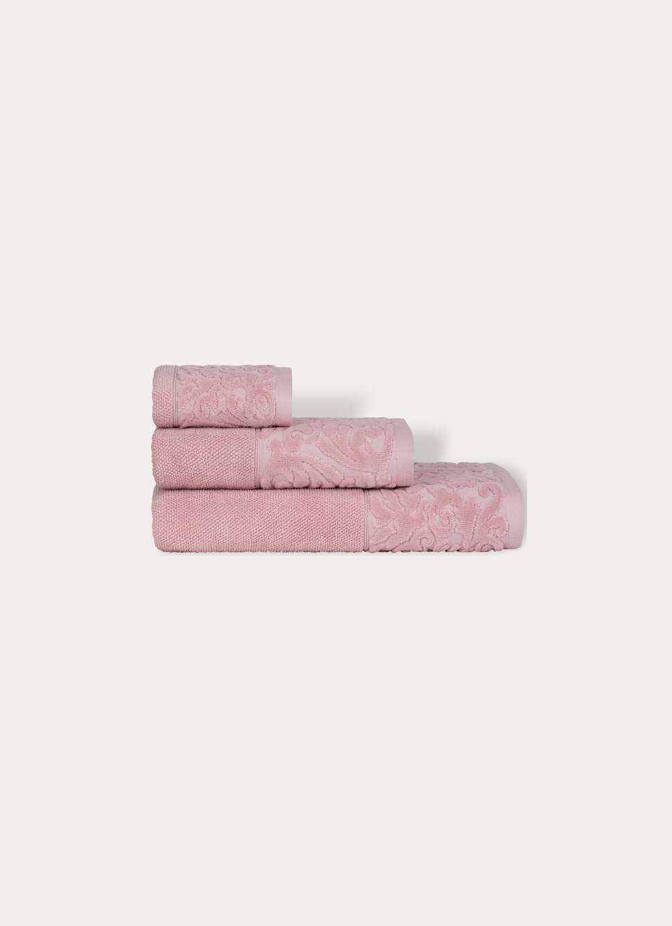 SERVIETTE DE TOILETTE LITEAU VELOURS CISELÉ ROSE