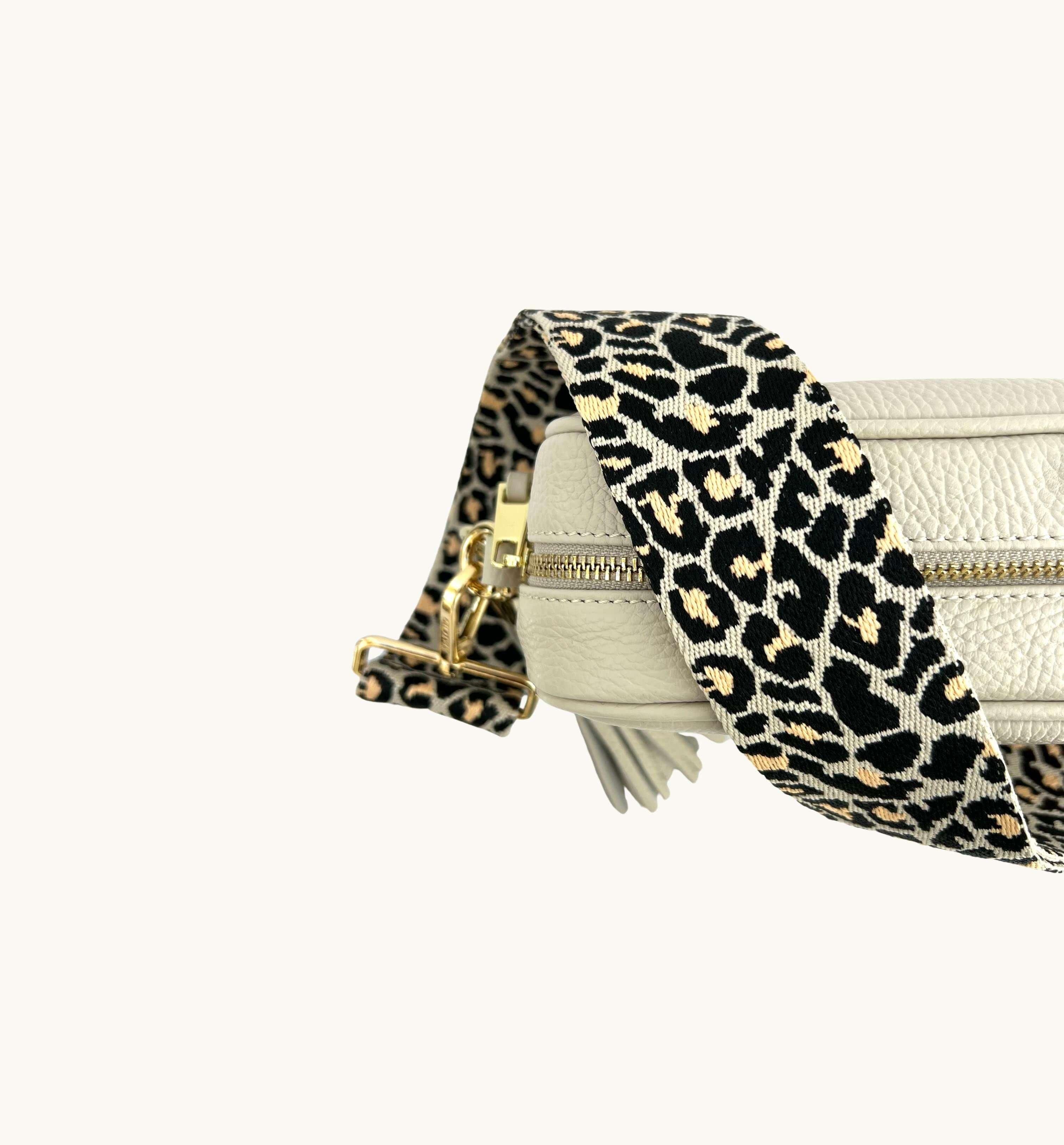 Apatchy London Stone Leather Crossbody Bag With Apricot Cheetah Strap