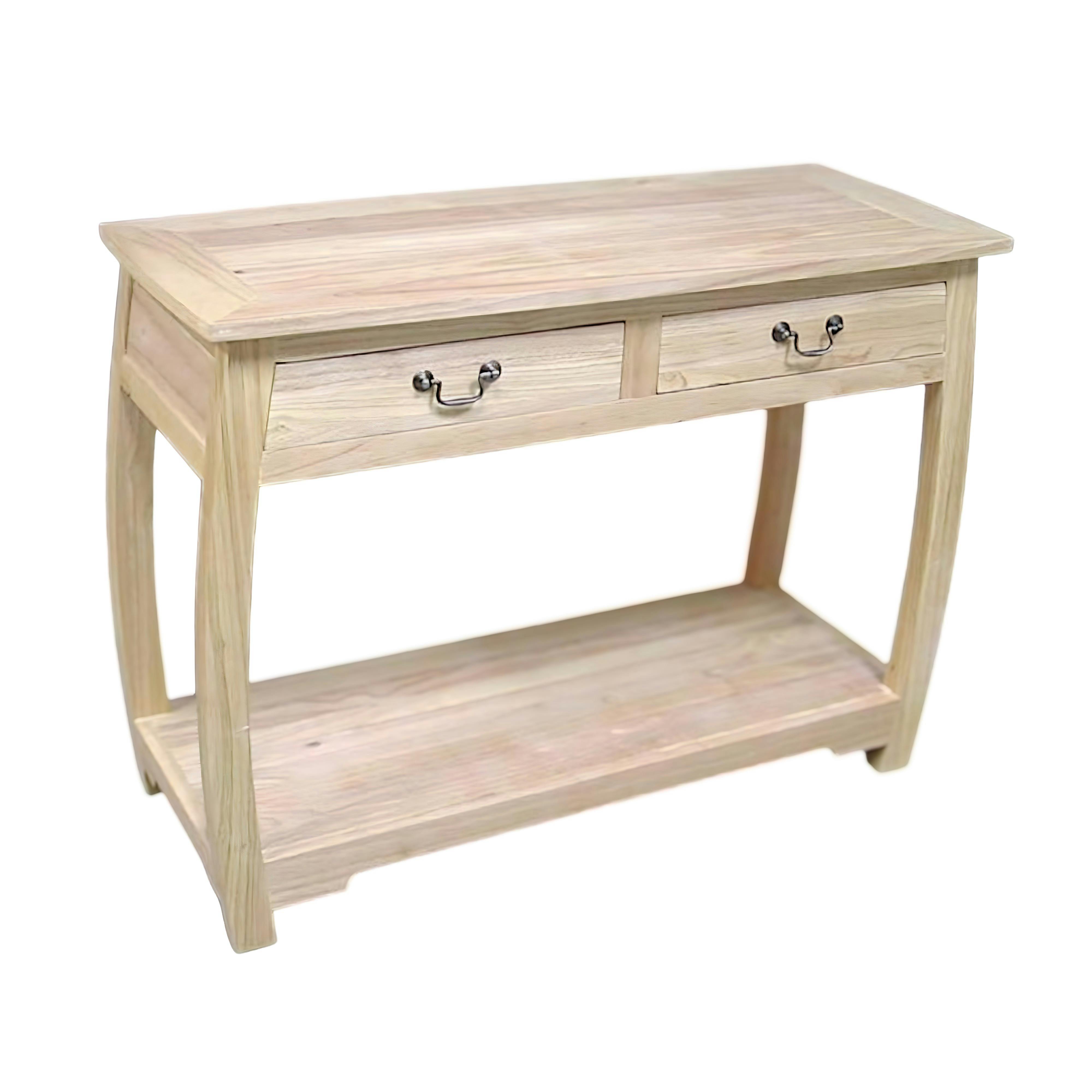 Console galbée 2 tiroirs hévéa 107x43x78cm TRADITION