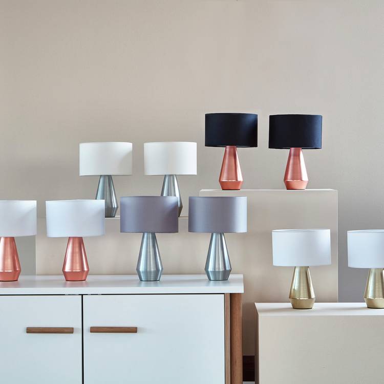 Habitat Maya Pair of Touch Table Lamps - Silver & Cream