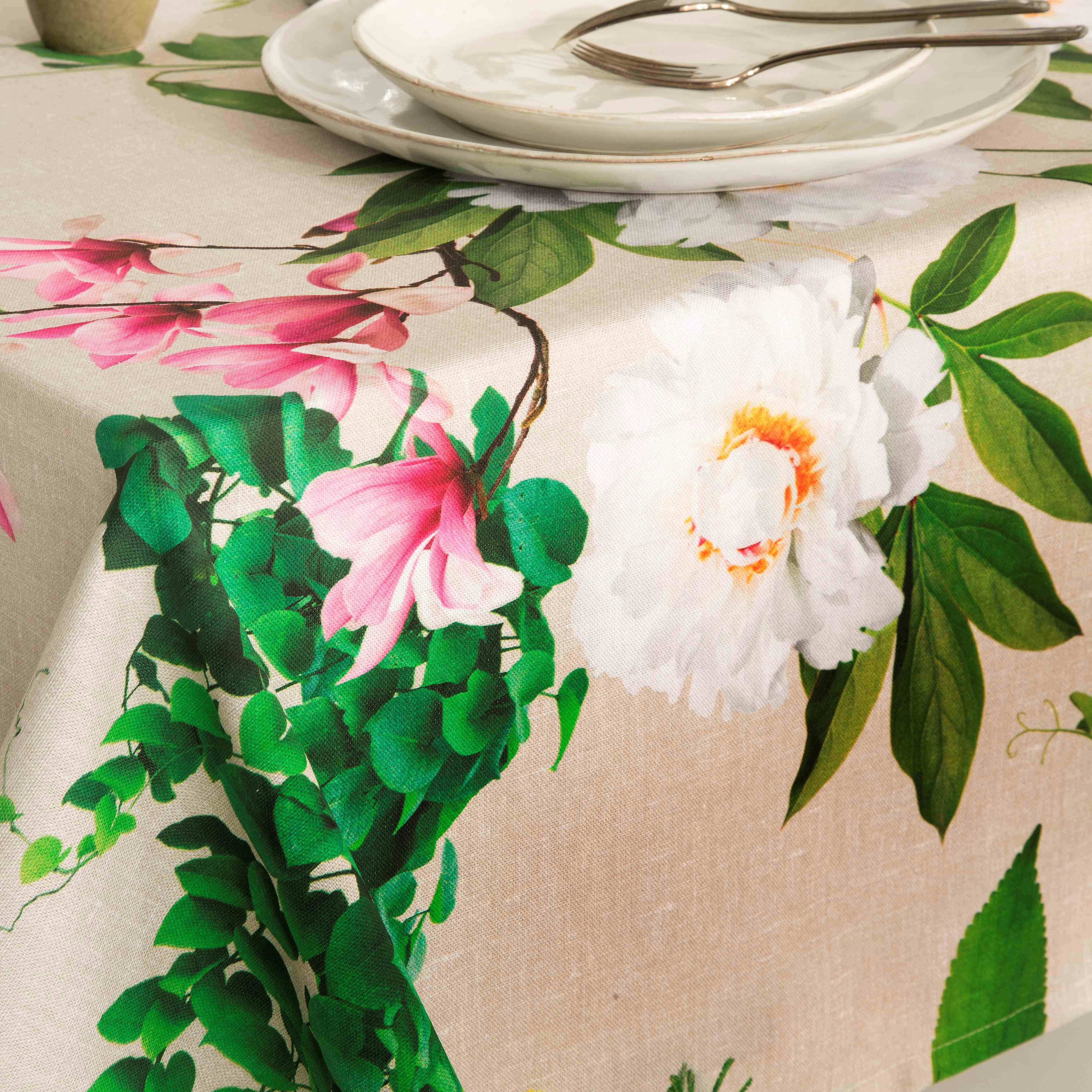 JARDIN - Nappe imprimée multicolore avec traitement anti-taches coton 140x300cm