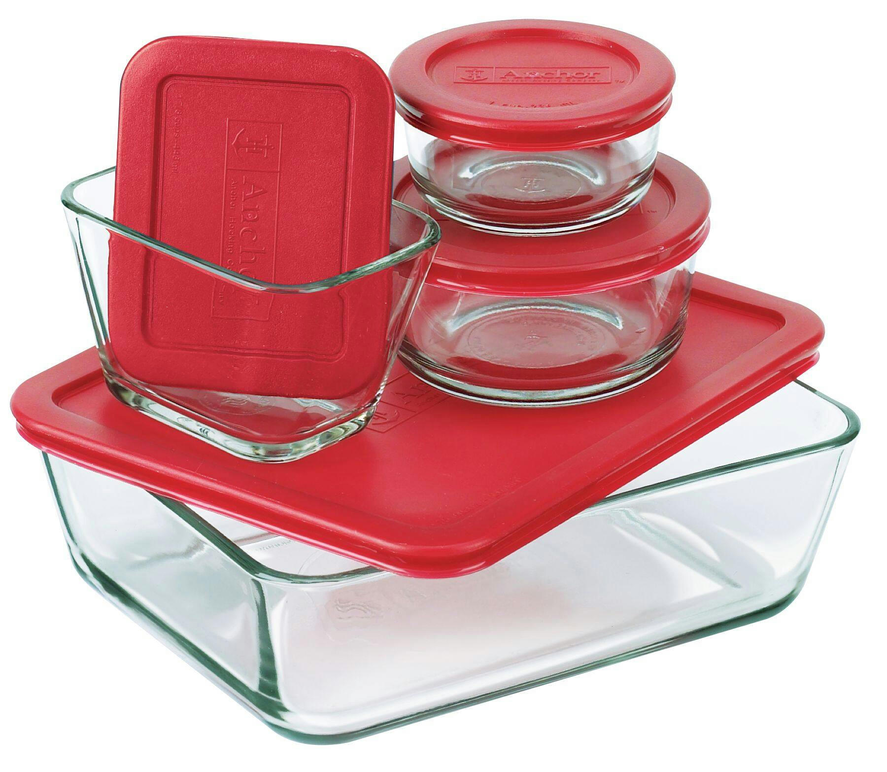Anchor Hocking Glass Storage Set, Assorted Sizes, 8-pc