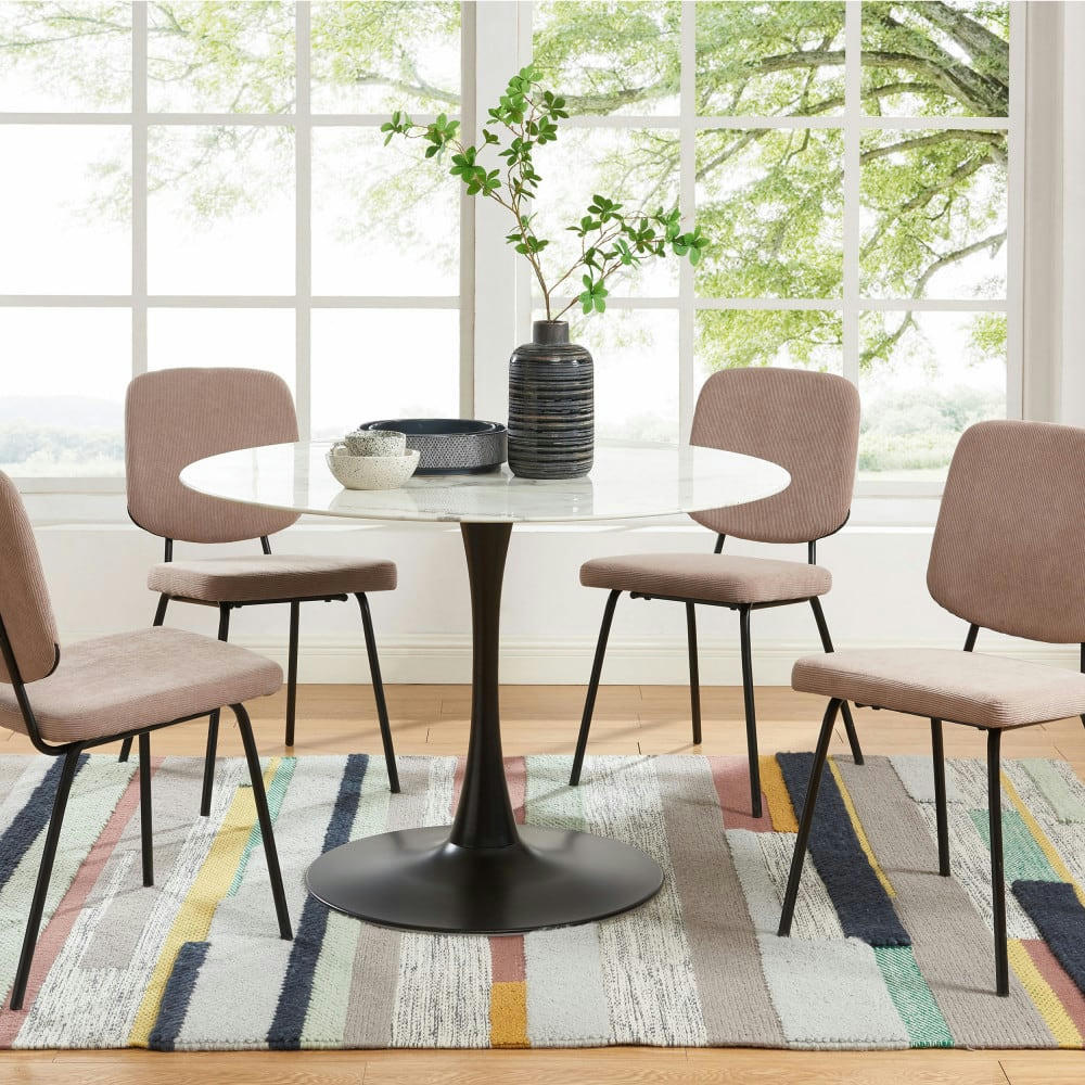 KARS - Lot de 4 chaises en velours côtelé taupe