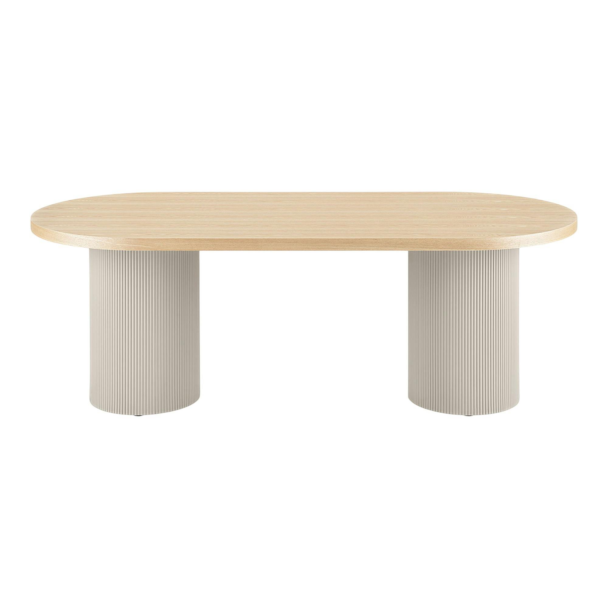 Table à manger ovale placage frêne pieds colonne 220 cm LISBONNE
