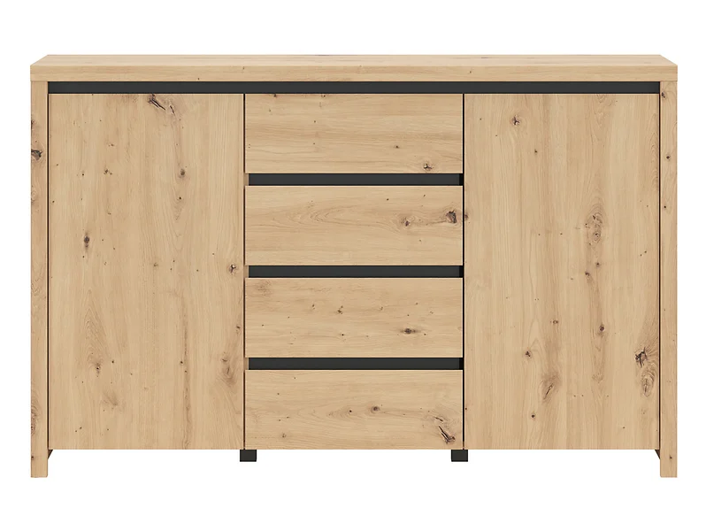 Komoda Larios 143 cm z 2 drzwiami i 4 szufladami dąb artisan/czarny