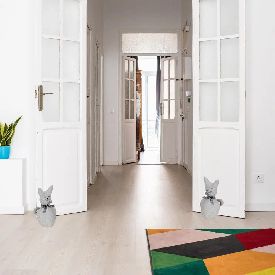 Deurstopper - poes/kat - grijs - 25 x 13cm - dieren - kinderkamer