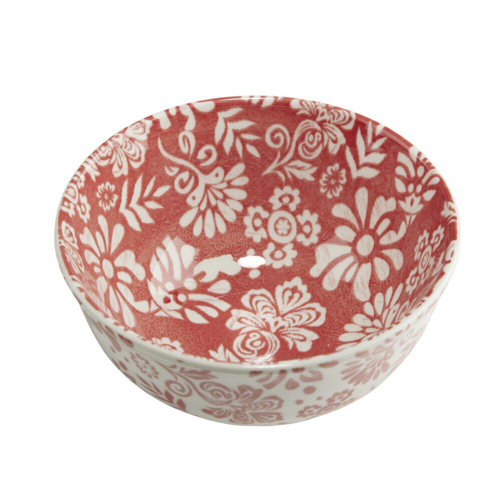 Bol Indie porcelaine motif floral bicolore Ø14xH6,5cm (3 modèles)