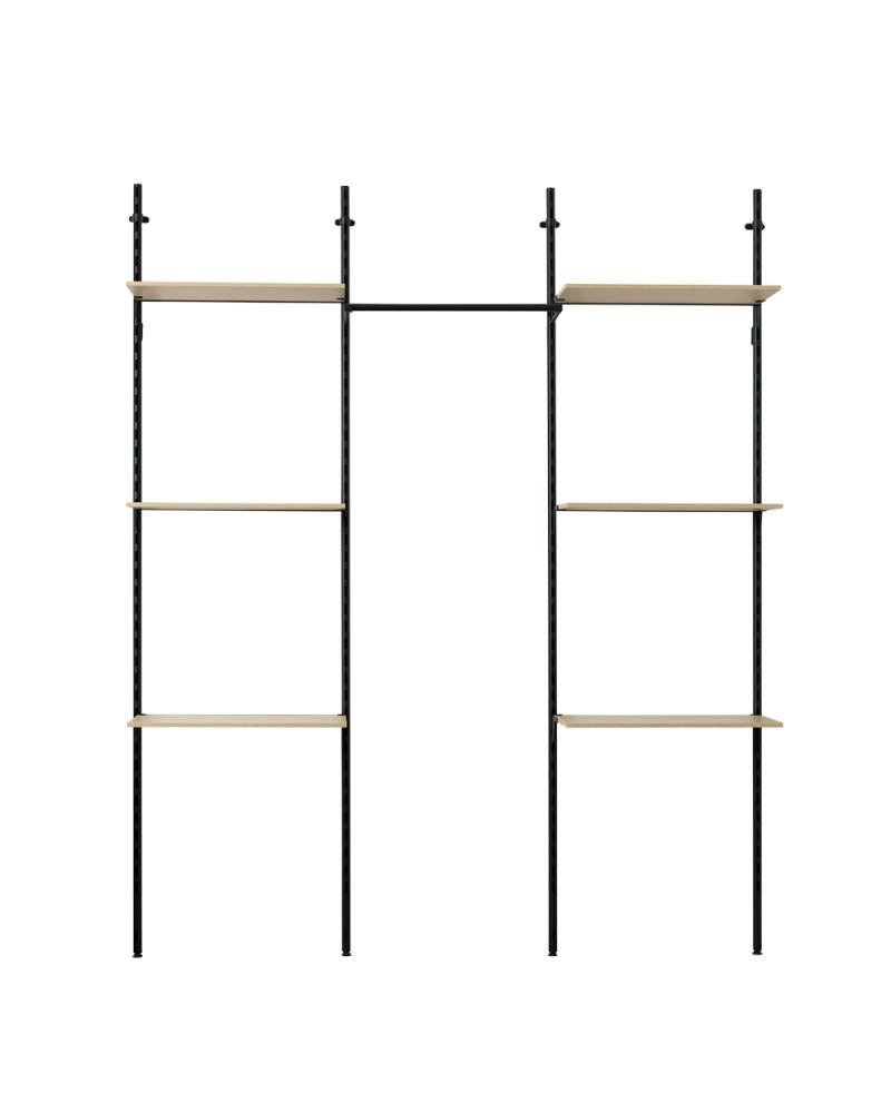 KALI - Dressing ouvert modulable en bois et métal - Noir