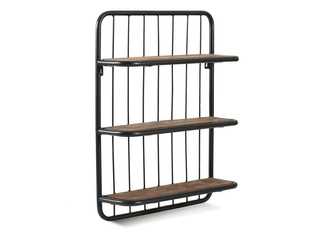- Etagère bois et métal filaire 3 plateaux