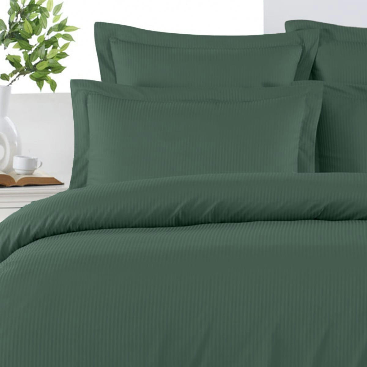 VERSAILLES - Drap housse uni en satin de coton 120 fils bo eucalyptus 140x200 cm