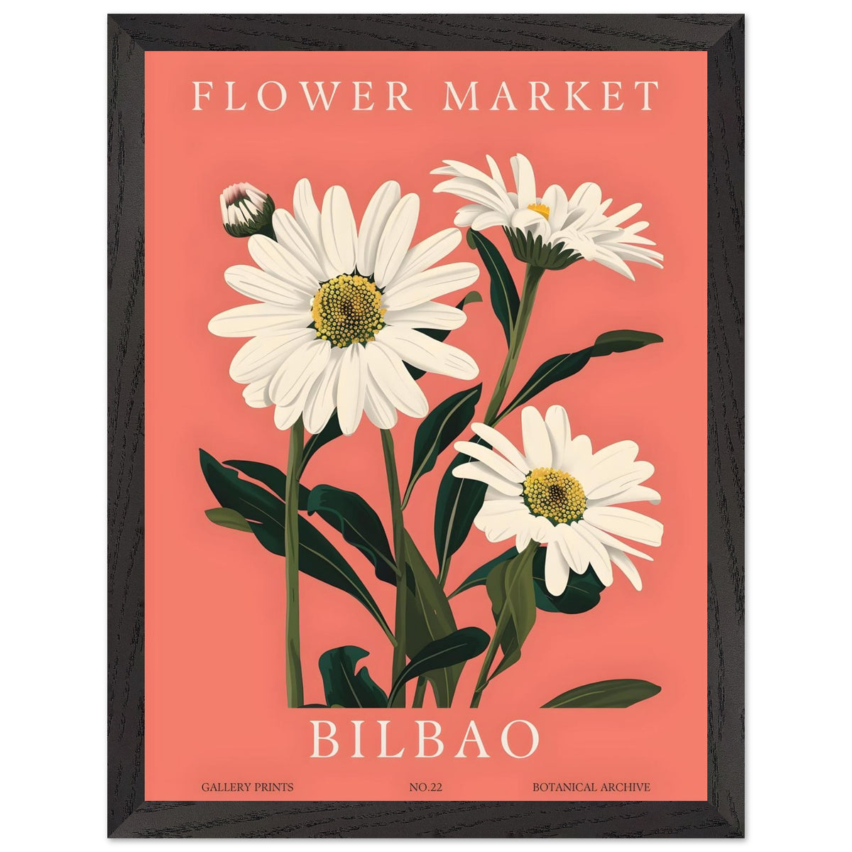 Artfulprints Poster met Lijst Flower market - Bilbao  - 30x40 cm - Roze