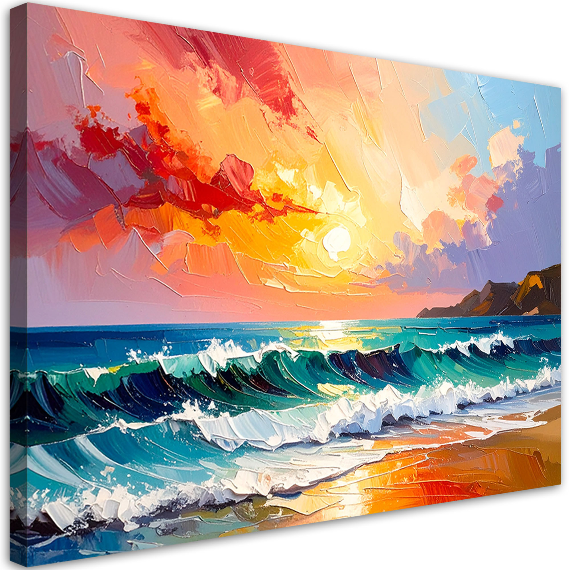 Obraz do salonu sypialni, Plaża Morze Fale Pejzaż jak malowany 30x20