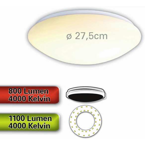 Deckenleuchte, weiß, inkl. Leuchtmittel, Breite: 27 cm