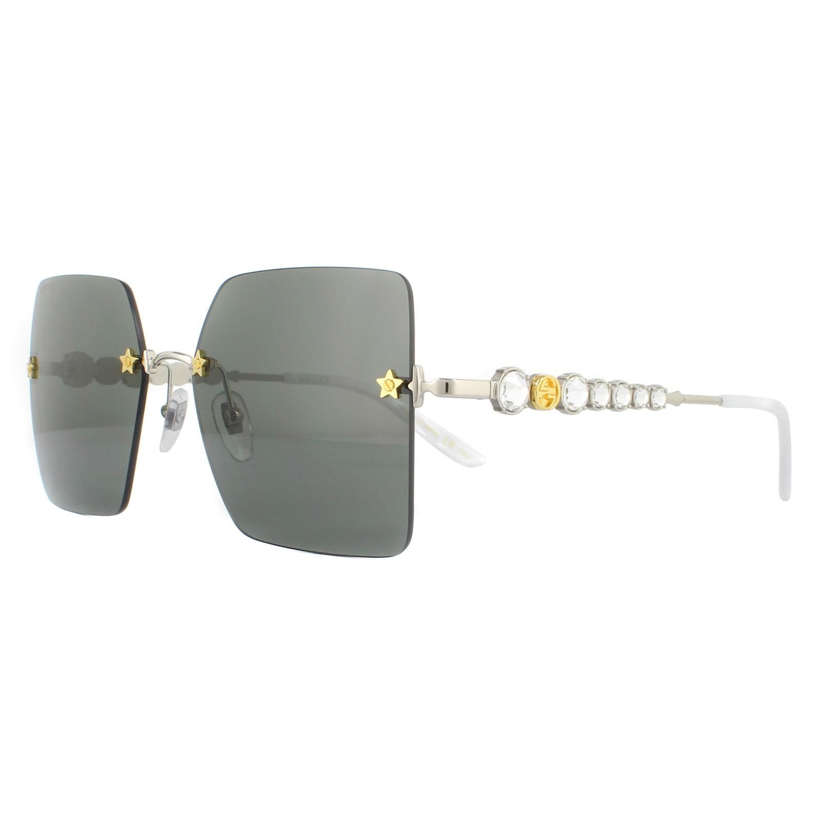 Gucci Rimless Silver Grey Sunglasses