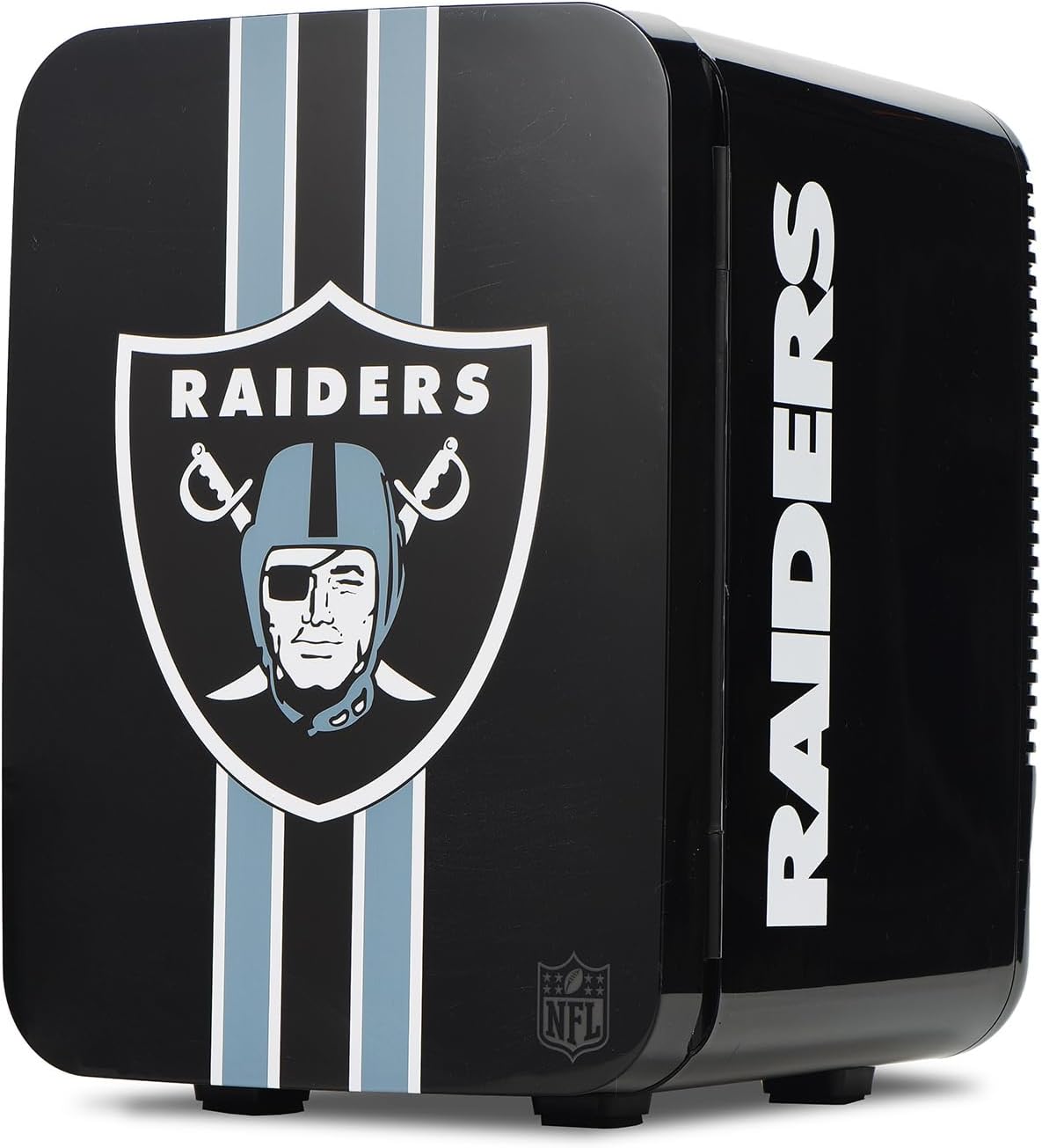 Ukonic NFL Las Vegas Raiders 15-Can Mini Fridge 10L – AC/DC Powered, Official Team Colors & Logo, Portable Cooler for Tailgates, Home, Office, or Car