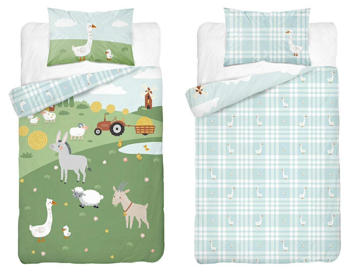 Pościel bambusowa dziecięca 100x135 błękitna kratka – 4792 A – Baby Bamboo