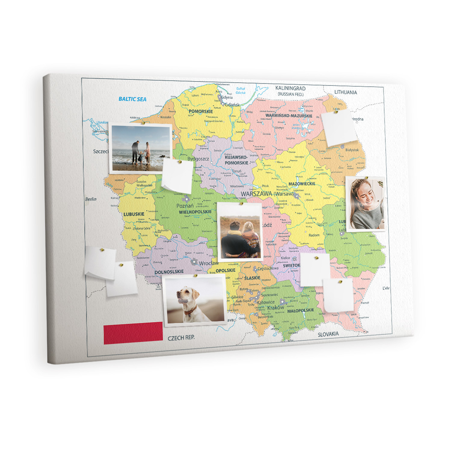 Tablica korkowa z nadrukiem do sypialni   pinezki Mapa