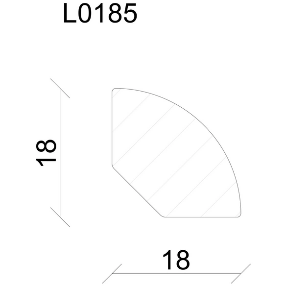 Vierteilrundstab, Uni, BxH: 18 x 18 mm
