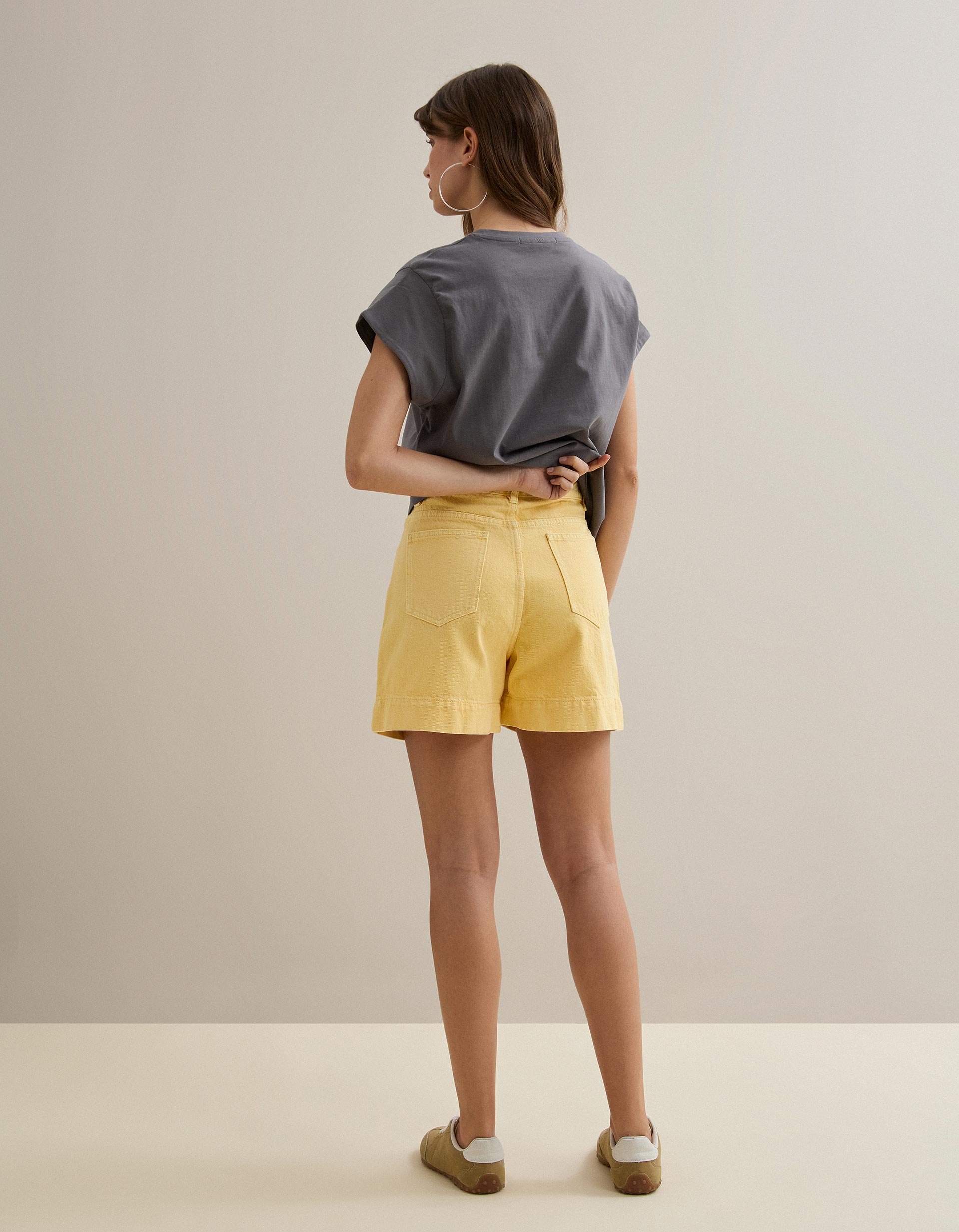 Calções de Ganga, Mulher, Amarelo Claro