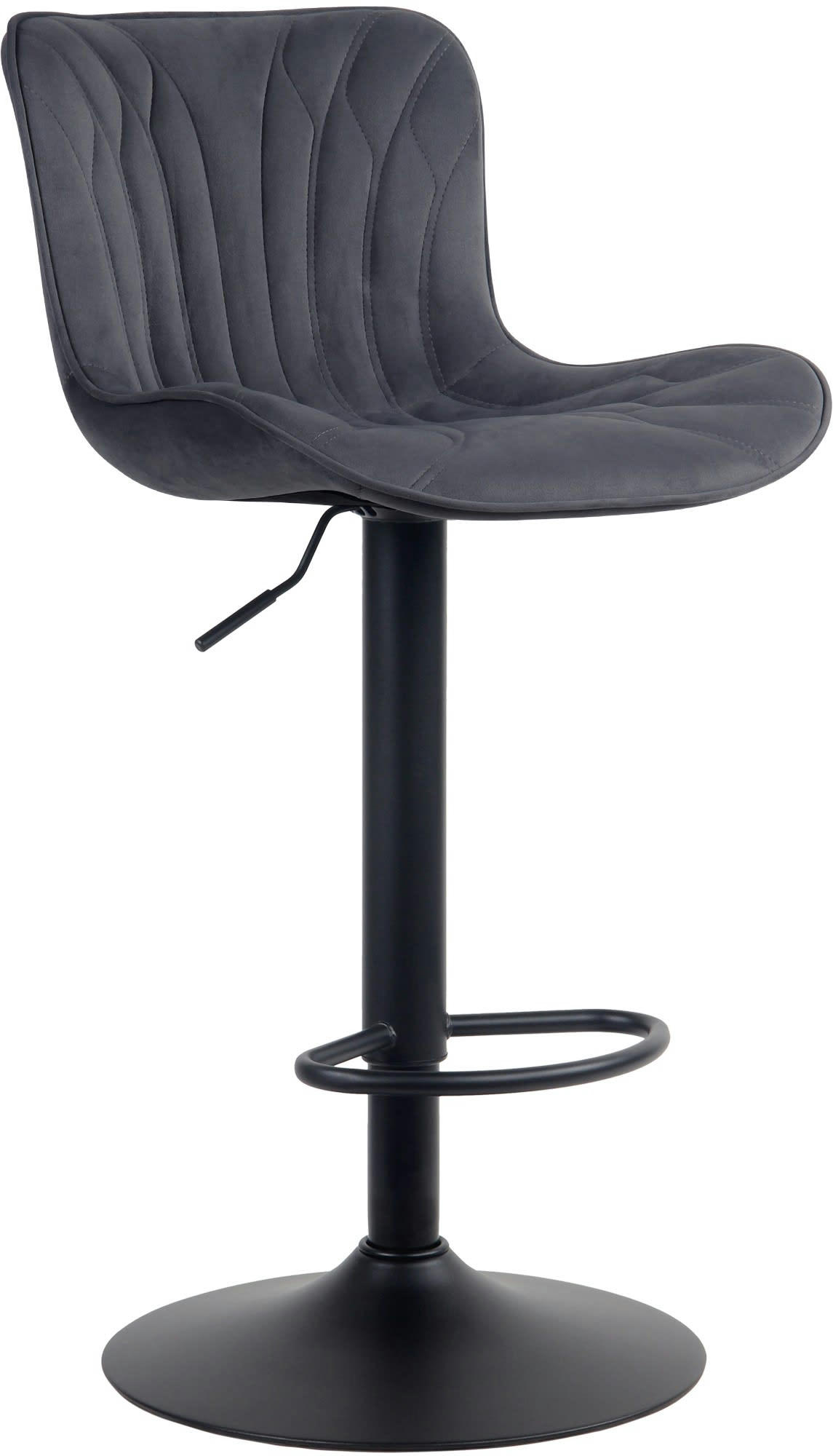 LINUS - Tabouret de bar ajustable pivotant velours Noir