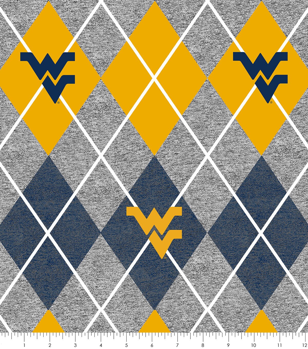 West Virginia Mountaineers Fleece Fabric Heather Argyle