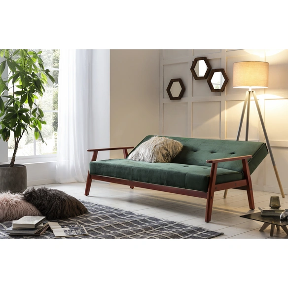 Schlafsofa, Breite: 190 cm, grün/kirschbaum