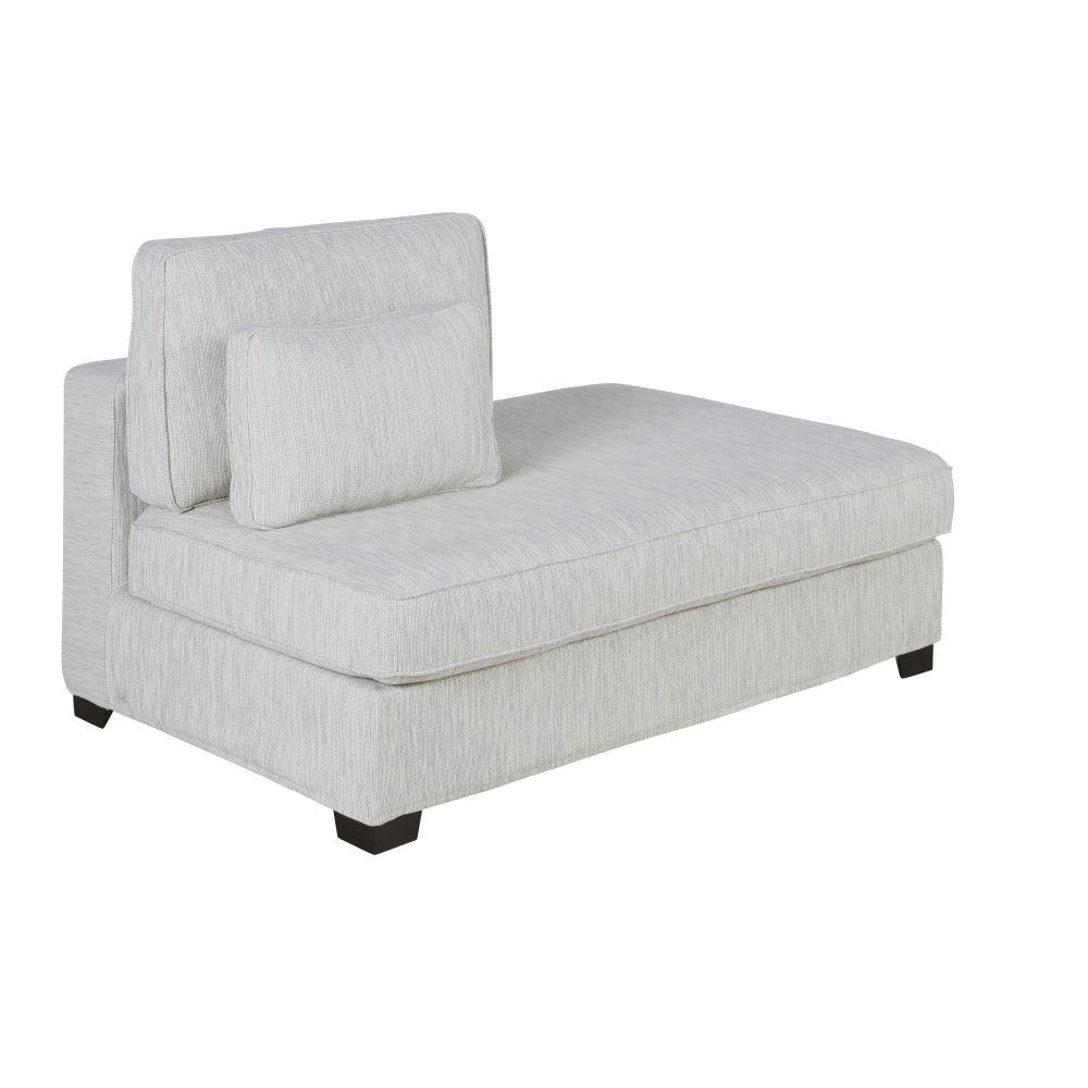 Milano - Méridienne droite pour canapé modulable en textile recyclé gris clair chiné