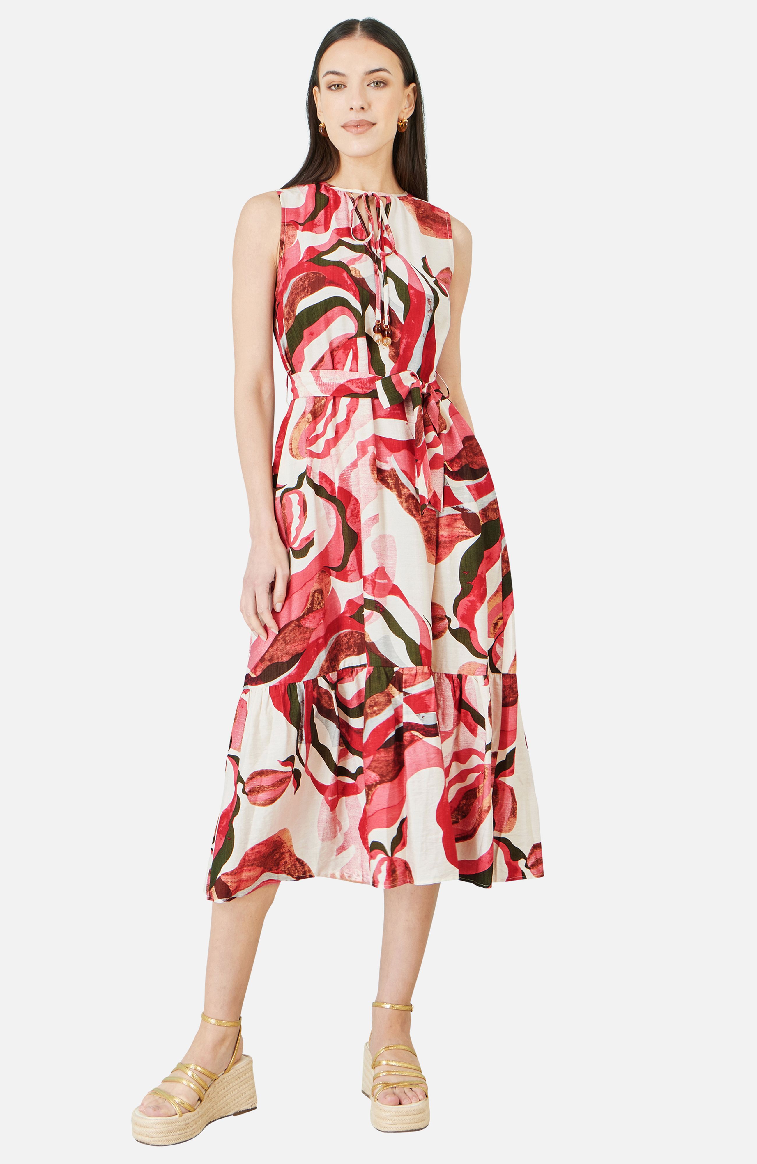 Yumi Viscose Swirl Print Midi Dress