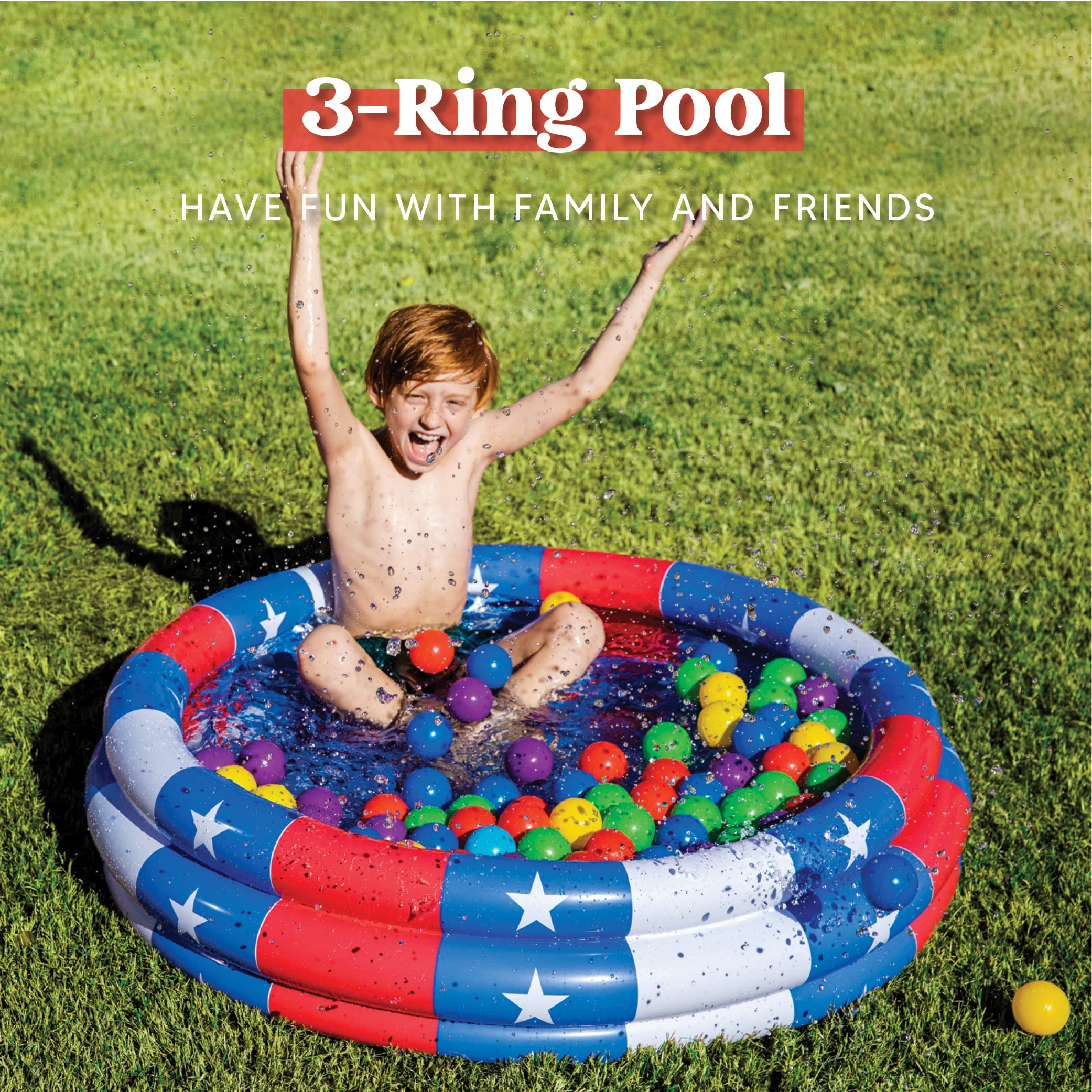 Clearance - 45in Star American Flag Inflatable Kiddie Pool, 1 Pack