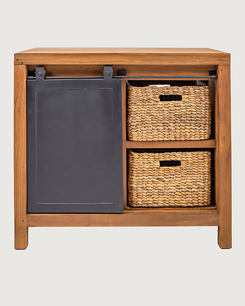Meuble salle de bain en bois de teck recycle - Uniqka