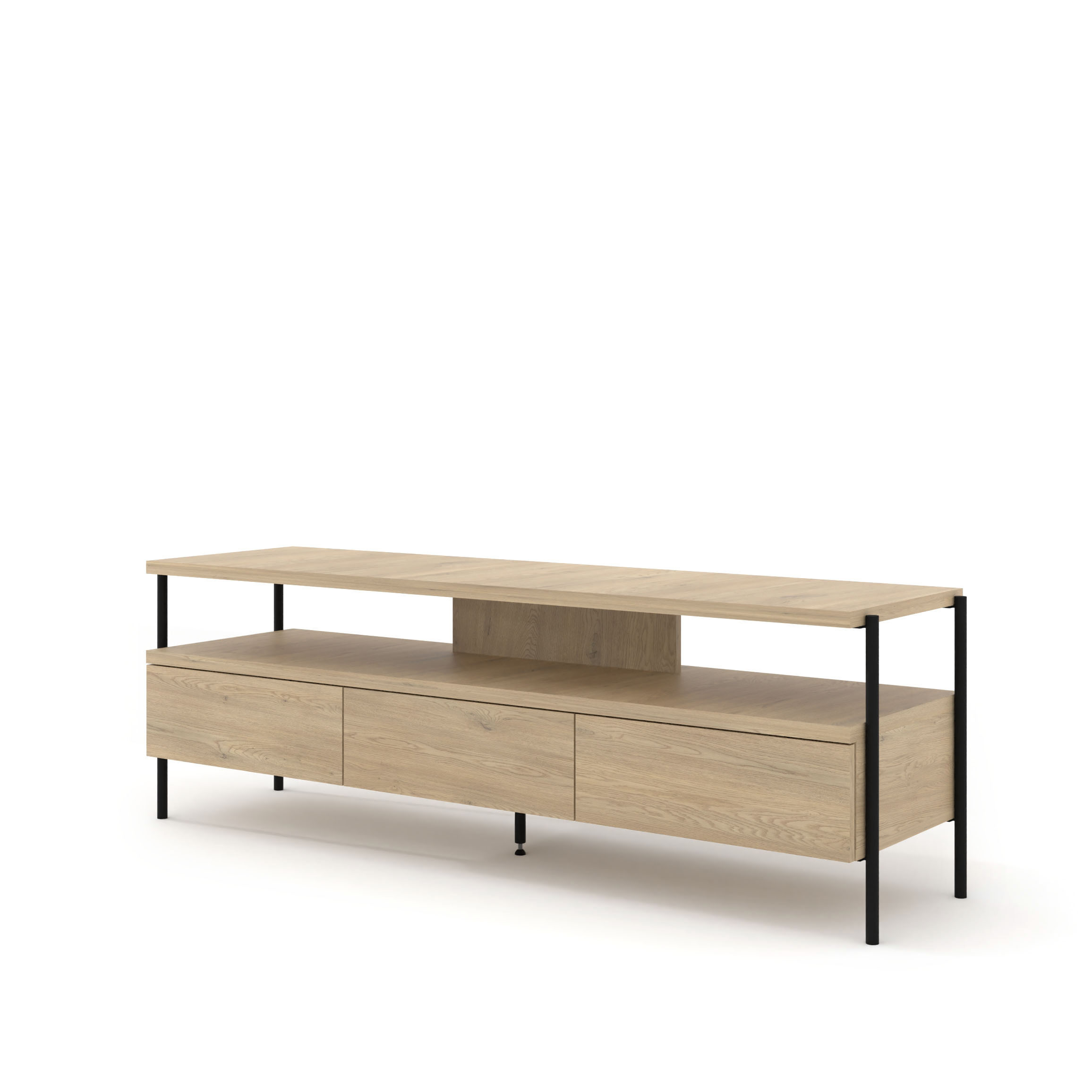 Szafka RTV DRAGONFLY 150 cm dąb cremona czarne metalowe nóżki