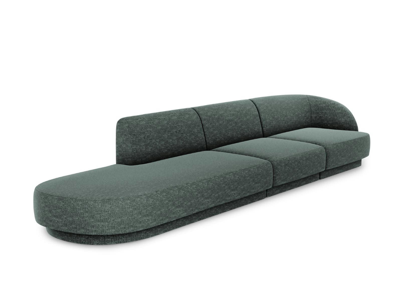 MILEY - Canapé gauche 4 places en tissu chenille pétrole
