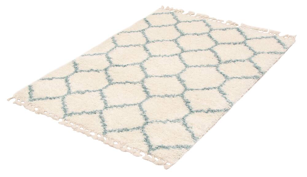 ECARPET Grammercy Trellis Indoor Geometric Area Shag Rug, Cream, Assorted Sizes