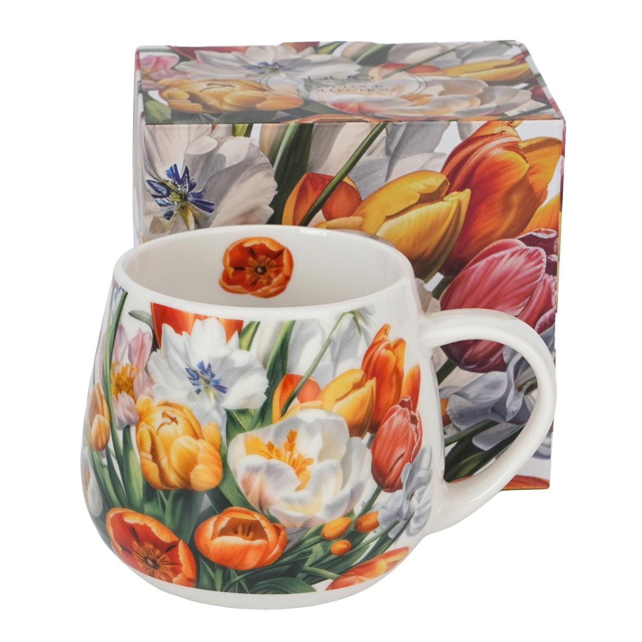 Kubek baryłka Tulipany 430 ml porcelanowy w kwiaty
