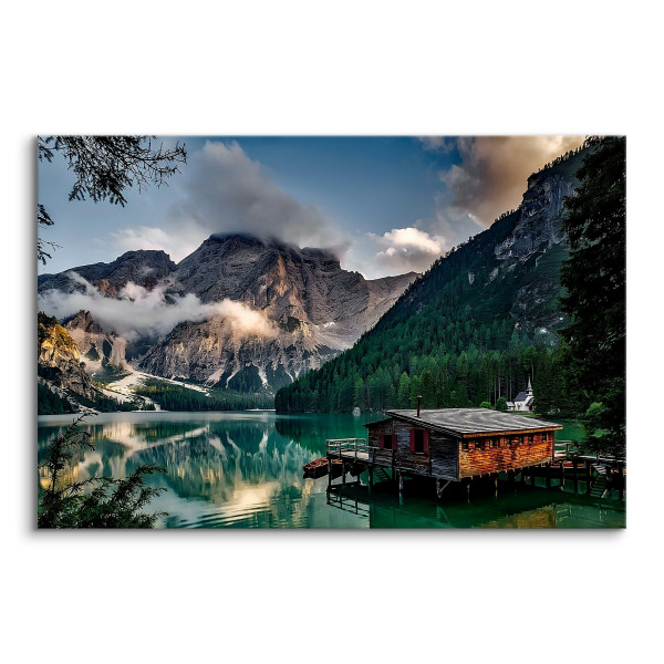 Obraz Krajobraz nad Jeziorem Lago di Braies 30x20cm
