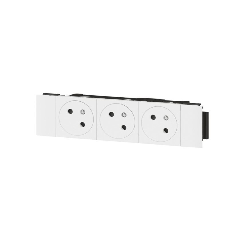 Prise encastrée Mosaic Link DLP 3 x 2 P   A affleurante à clipser en plastique blanc LEGRAND