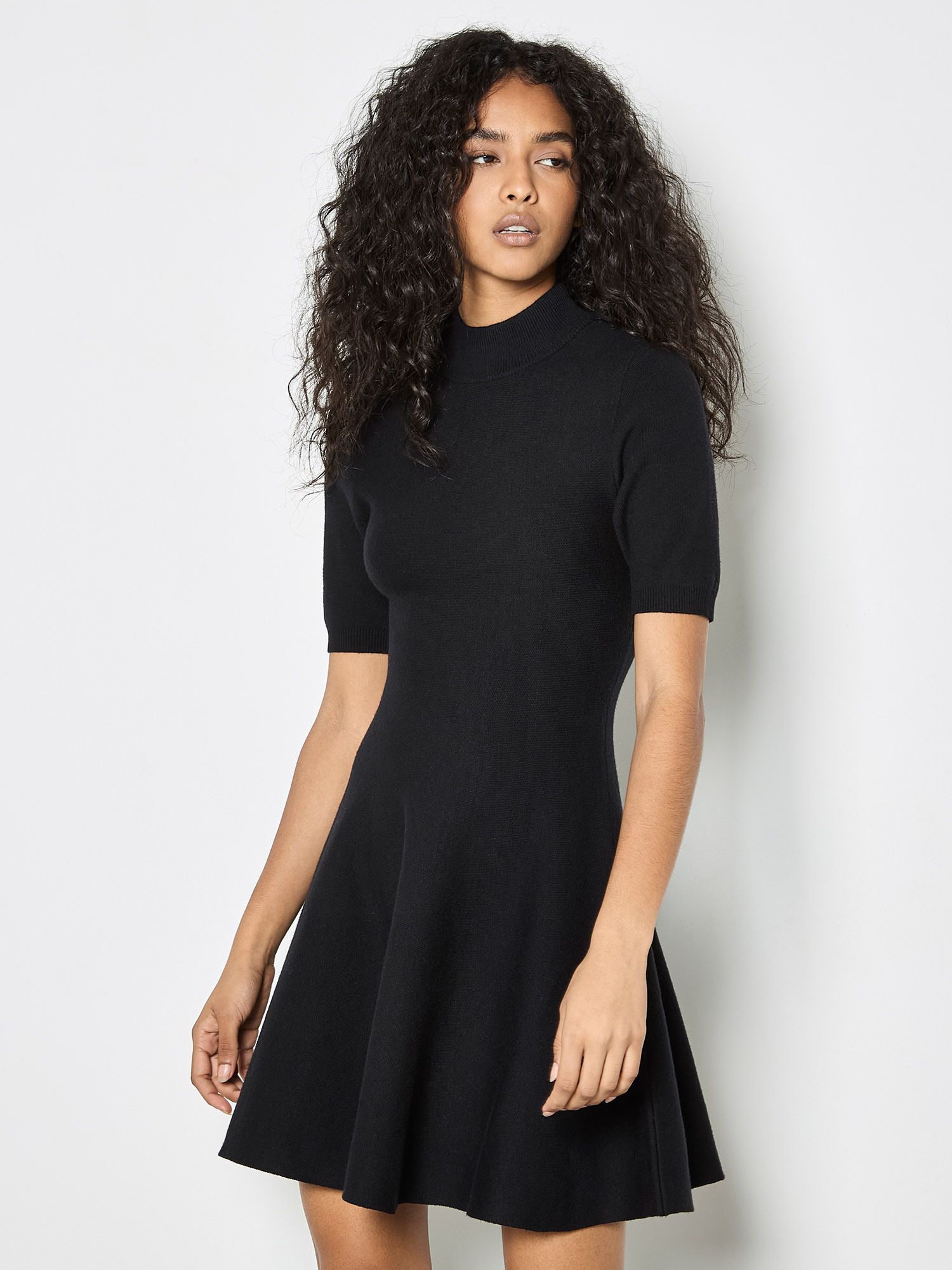 Apricot Fit And Flare Ribbed Knit Mini Dress