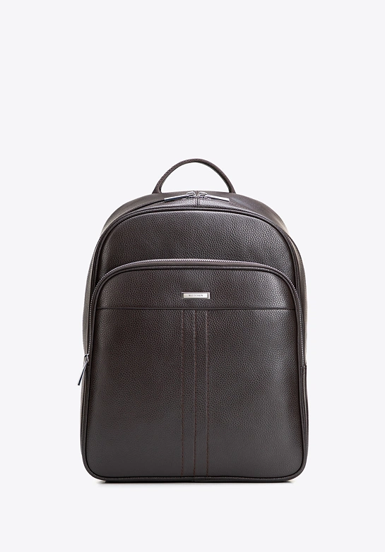 Męski plecak z miejscem na laptopa 14” ze skóry naturalnej ciemny brąz