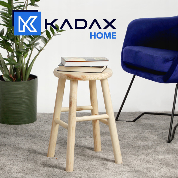 Kadax Taboret Drewniany Stołek Krzesło 46cm 2szt