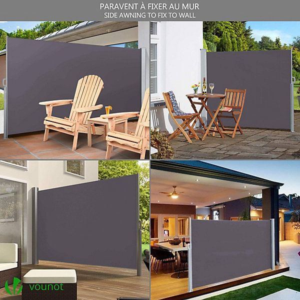 Paravent retractable avec housse de protection 1.8x3m Anthracite